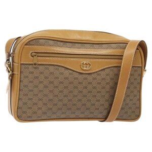 GUCCI Micro GG Supreme Shoulder Bag PVC Beige Gold